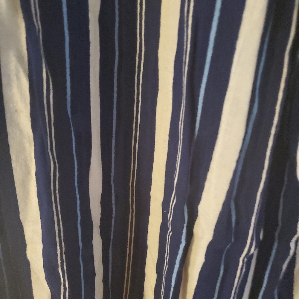 Blue white stripe Side slit at bottom belted palazzo pants - Picture 4 of 5